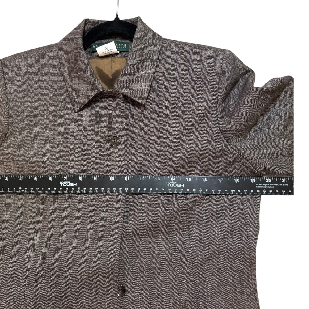 VTG Harve Benard Brown Herringbone 100% Wool Blazer Jacket Y2K Academia Sz 8 - Picture 5 of 7
